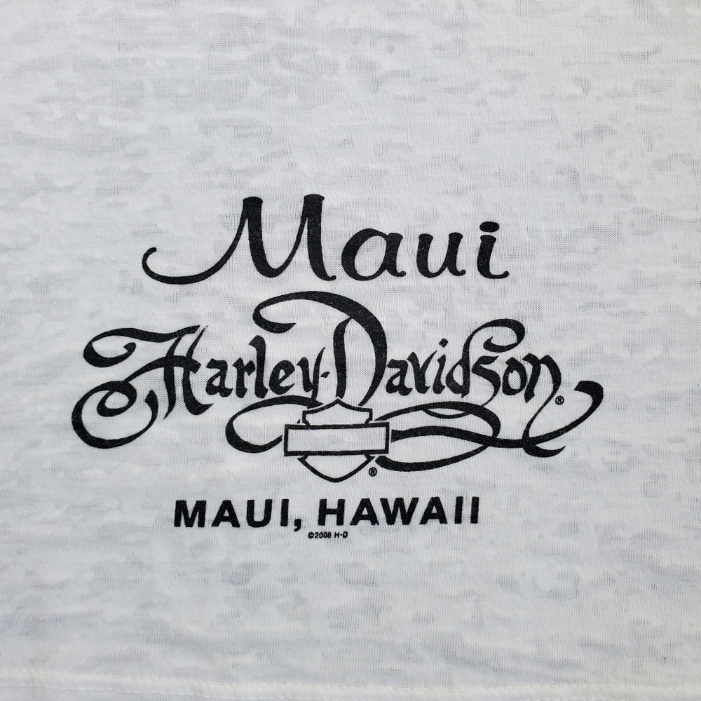 MAUI Harley-Davidson Ladies TEE White Burnout Fabric